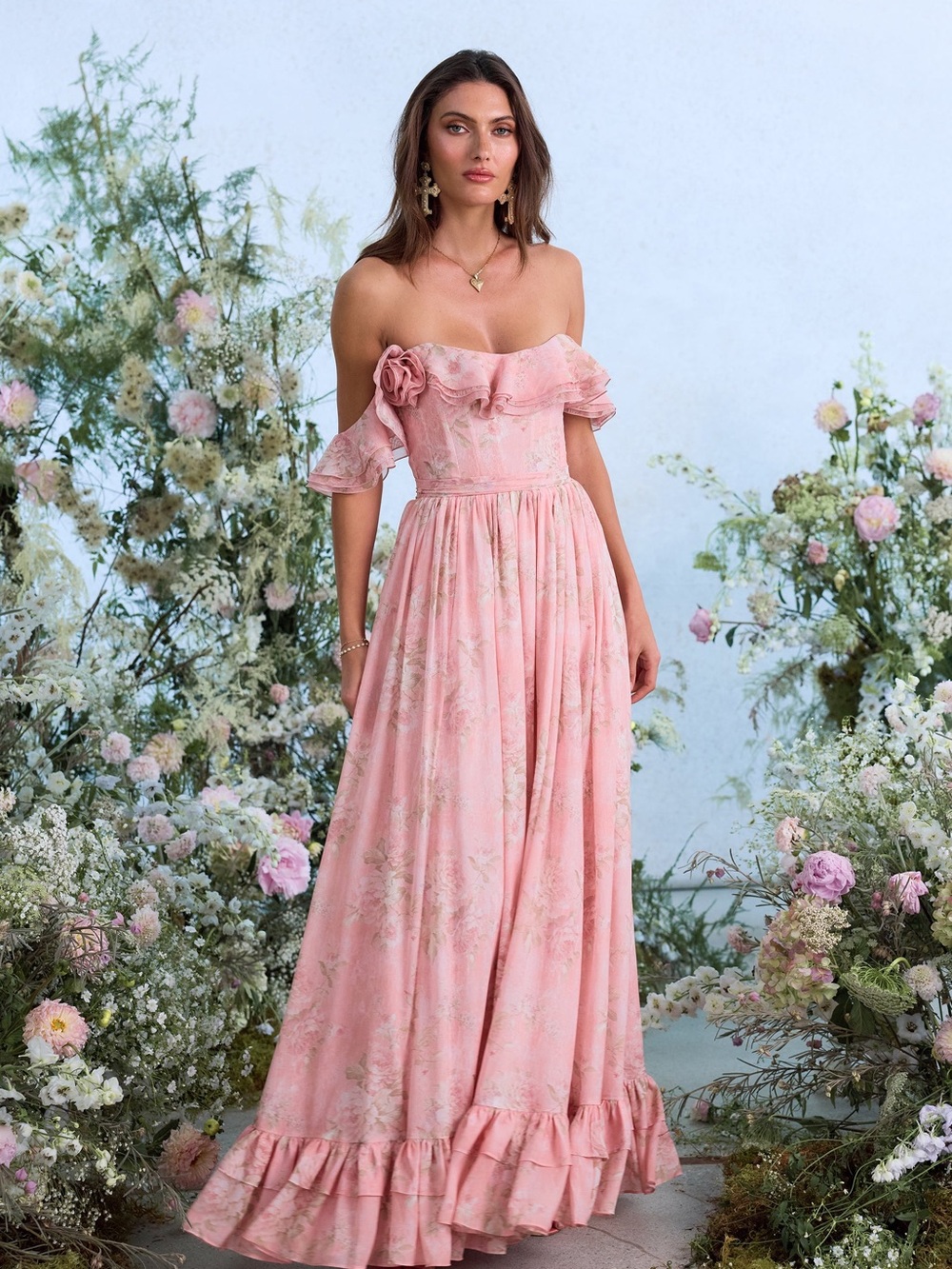 The Rosetta Dress in Light Pink Tapestry Rose
